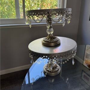 Elegant Silver Cake Stand with Crystal Accents